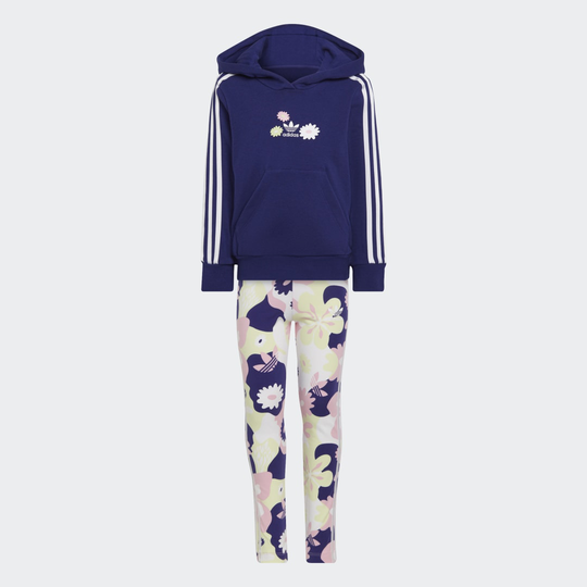 Flower Print Hoodie and Tights Set