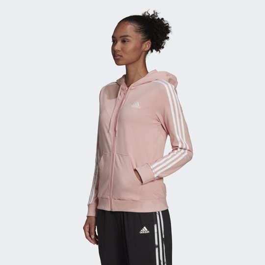 Essentials Single Jersey 3-Stripes Full-Zip Hoodie