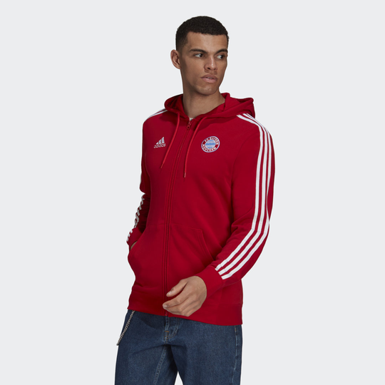 FC Bayern 3-Stripes Full-Zip Hoodie
