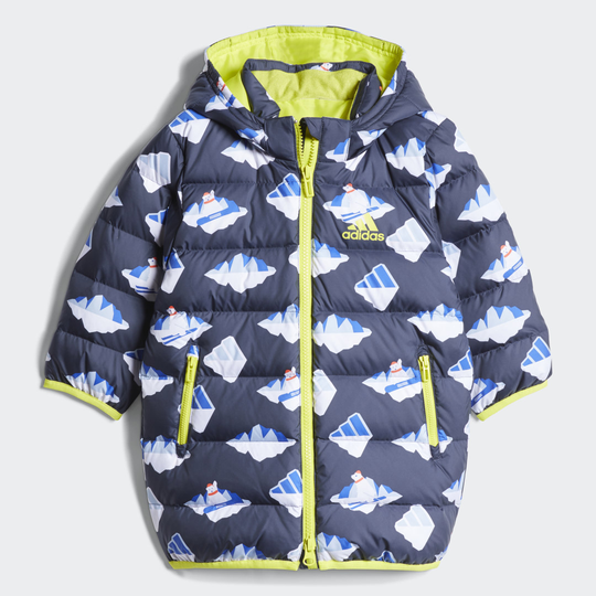 Allover-Print Long-Length Down Jacket