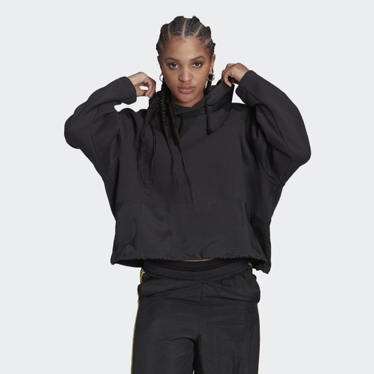 Marimekko Cropped Hoodie with Flower Jacquard Panel