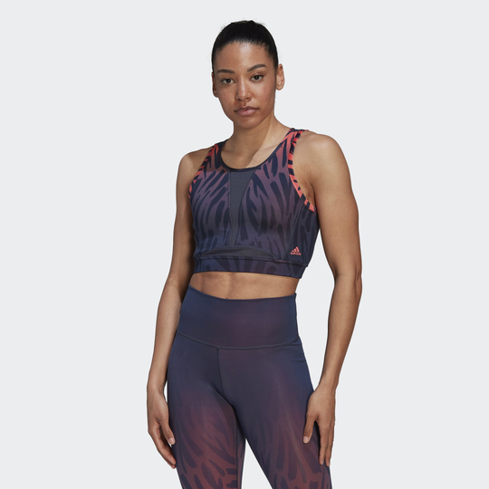 adidas Training Light-Support Long-Line Tiger-Print Bra