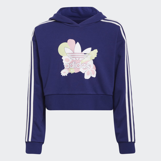Flower Print Crop Hoodie