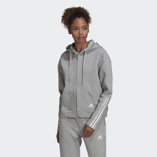 Essentials Loose-Cut 3-Stripes Full-Zip Hoodie